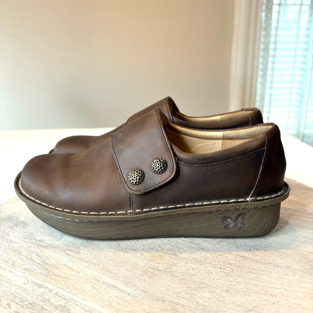 Alegria Deliah Leather Slip On Clogs Brown Comfort Nursing Shoes Women's Sz 10 - Picture 2 of 12